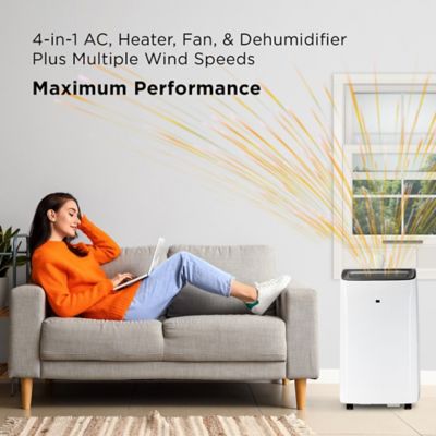 Image showing  10,000 BTU (DOE) Smart Portable Air Conditioner Cools 450 sq. ft. with Heater, Dehumidifier, Remote & WiFi in White