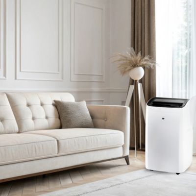 Image showing 9 th TCL 10,000 BTU (DOE) Smart Portable Air Conditioner Cools 450 sq. ft. with Heater, Dehumidifier, Remote & WiFi in White