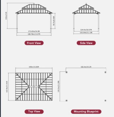 Image showing  16 x 12 Kingston Hardtop Rectangular Gazebo Wood