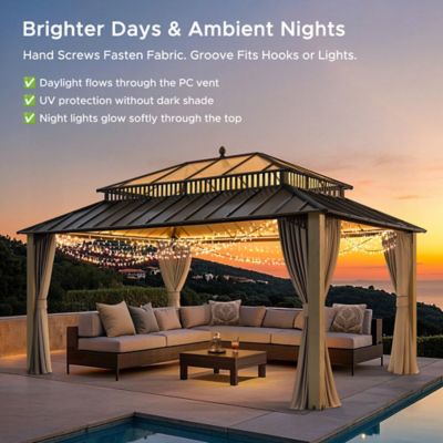 Image showing 9 th Sunjoy 16 x 12 Kingston Hardtop Rectangular Gazebo Wood