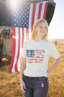 Image showing  Patriotic Quilted American Flag T-Shirt