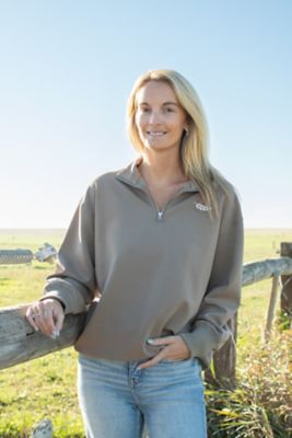Image showing  Embroidered Wheat Performance Quarter-Zip Sweatshirt