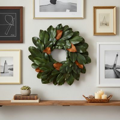 Shine Company 20 in. Classic Preserved Magnolia Leaf Wreath