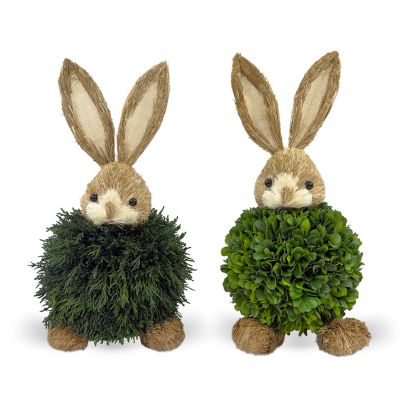 Shine CompanyHandcrafted Preserved Cypress & Boxwood Rabbit Decor Set of 2