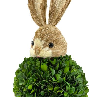 Image showing Handcrafted Preserved Cypress & Boxwood Rabbit Decor Set of 2
