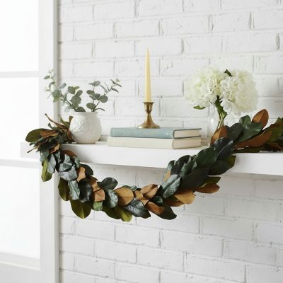 Image showing  66 in. Genuine Preserve Magnolia Leaf Garland, Set of 2