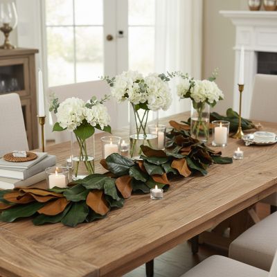 Image showing  66 in. Genuine Preserve Magnolia Leaf Garland, Set of 2