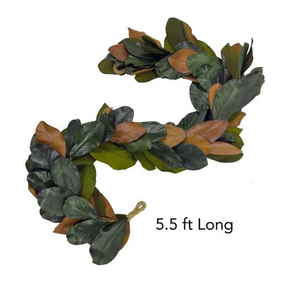 Image showing  66 in. Genuine Preserve Magnolia Leaf Garland, Set of 2