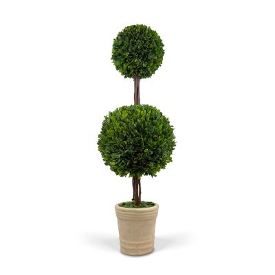 Shine Company Pasadena 36 in. Handcrafted Preserved Double-Ball Boxwood Topiary in Pot