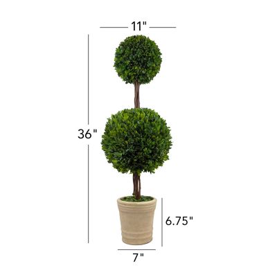 Image showing  Pasadena 36 in. Handcrafted Preserved Double-Ball Boxwood Topiary in Pot