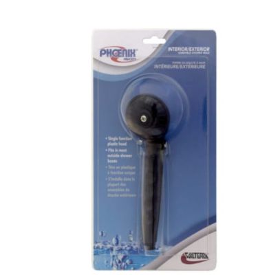 Image showing  Hand-Held Shower Head, With Single Function Spray Setting, Black Plastic, PF276020