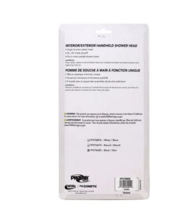 Image showing  Hand-Held Shower Head, With Single Function Spray Setting, Black Plastic, PF276020