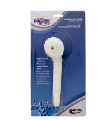 Image showing  Hand-Held Shower Head, With Single Function Spray Setting, White Plastic, PF276015