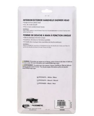 Image showing  Hand-Held Shower Head, With Single Function Spray Setting, White Plastic, PF276015