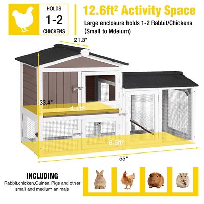 Image showing 5 th Aivituvin Rabbit Hutch Easy Combine With Second Bunny Cage, Inner Space 10.4 ft. sq.