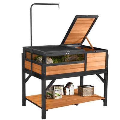 Aivituvin Wooden Tortoise House Large Turtle Habitat, Turtle Habitat with Legs