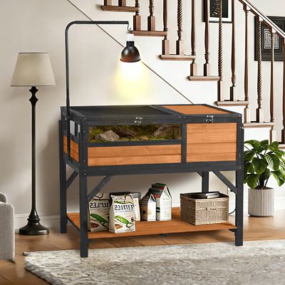 Image showing  Wooden Tortoise House Large Turtle Habitat, Turtle Habitat with Legs