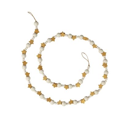 Red Shed 72 in. Star Beaded Christmas Garland, Gold/White