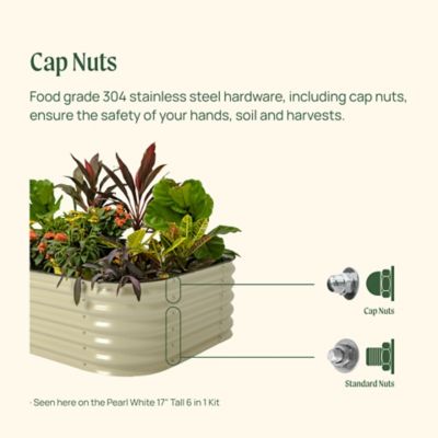 Image showing  17 in. Tall 42 in. Wide Round Metal Raised Garden Bed, Modern Gray