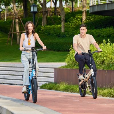 Image showing  GoVolt Folding Electric Bike for Adults Blue