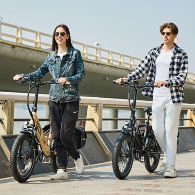 Image showing  GoPlus Folding Electric Bike Blue