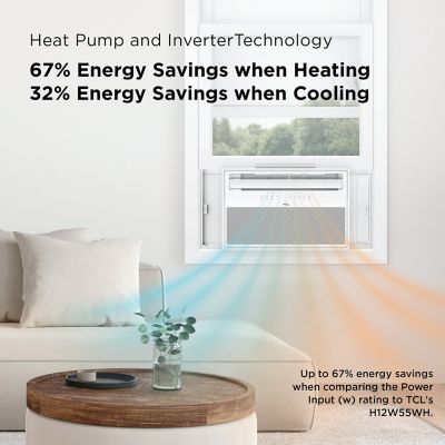 Image showing  Q-Series 12,000 (DOE) BTU 115V Smart Inverter Window AC Cools 550 sq. ft. with Heater, Remote, & Wi-Fi Enabled