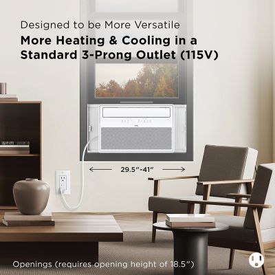 Image showing  Q-Series 12,000 (DOE) BTU 115V Smart Inverter Window AC Cools 550 sq. ft. with Heater, Remote, & Wi-Fi Enabled