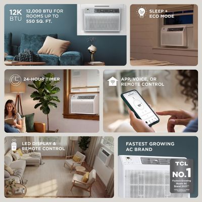 Image showing 24 th TCL 12,000 BTU 115V Smart Window Air Conditioner Cools 550 sq. ft. with Remote and Wi-Fi Enabled