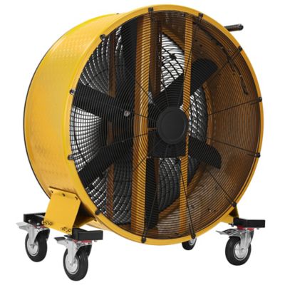 Image showing 4 th Caterpillar Industrial Drum Fan, 25,000 CFM High-Velocity Air Circulator, DC Motor, Variable Speed, Heavy-Duty 6-Blade Design