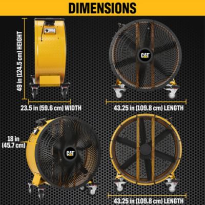Image showing 7 th Caterpillar Industrial Drum Fan, 25,000 CFM High-Velocity Air Circulator, DC Motor, Variable Speed, Heavy-Duty 6-Blade Design