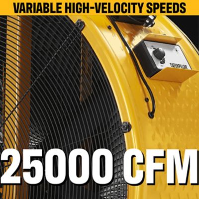Image showing 8 th Caterpillar Industrial Drum Fan, 25,000 CFM High-Velocity Air Circulator, DC Motor, Variable Speed, Heavy-Duty 6-Blade Design