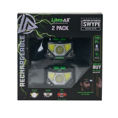LitezAll Swype Motion Activated Headlamp, 2 pk.