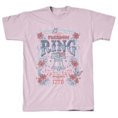 Goodie Two Sleeves Woman's T-Shirt, Freedom Bell, Pink