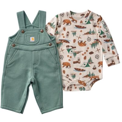 Carhartt Infant Boy's Long-Sleeve Bodysuit and Fleece Overall Set
