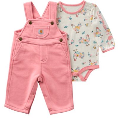 Carhartt Infant Girl's Long-Sleeve Bodysuit and Fleece Overall Set