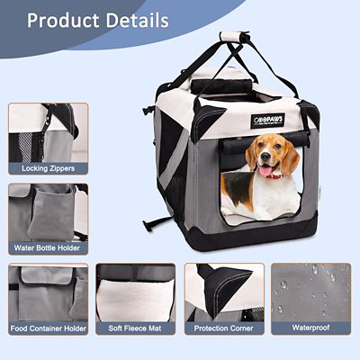 Image showing 3 th GOOPAWS 3-Door Collapsible Soft-Sided Dog Crate