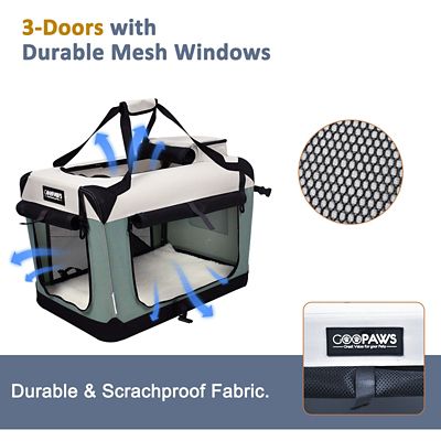 Image showing 1 th GOOPAWS 3-Door Collapsible Soft-Sided Dog Crate
