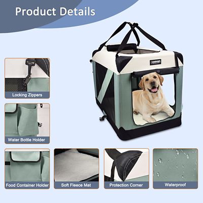 Image showing 3 th GOOPAWS 3-Door Collapsible Soft-Sided Dog Crate