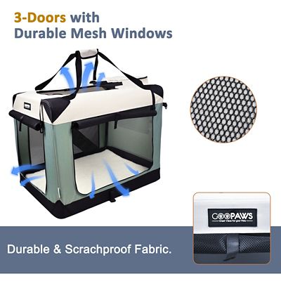 Image showing 1 th GOOPAWS 3-Door Collapsible Soft-Sided Dog Crate