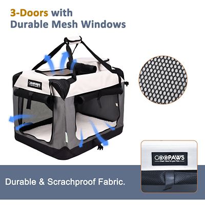 Image showing  3-Door Collapsible Soft-Sided Dog Crate, Light Grey, 30 in.