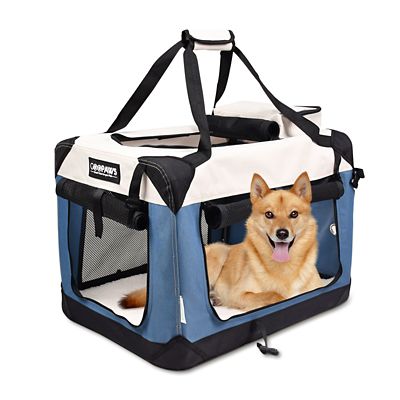 Jespet Goopaws 3-Door Collapsible Soft-Sided Dog Crate, Lake Blue, 30 in.