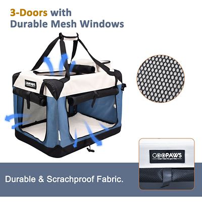Image showing 1 th GOOPAWS 3-Door Collapsible Soft-Sided Dog Crate