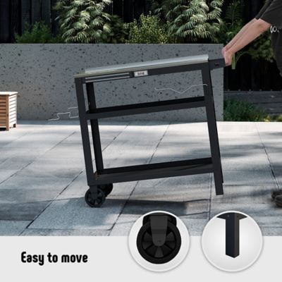 Image showing  31.5 x 18in. Outdoor Grill Cart with Stainless Steel Tabletop, Movable Grill Table with Seasoning Rack