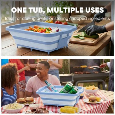 Image showing  9 in 1 Multifunctional Collapsible BBQ Prep Tub Grill Station Blue Camping RV Kitchen