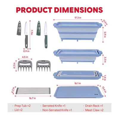 Image showing  9 in 1 Multifunctional Collapsible BBQ Prep Tub Grill Station Blue Camping RV Kitchen