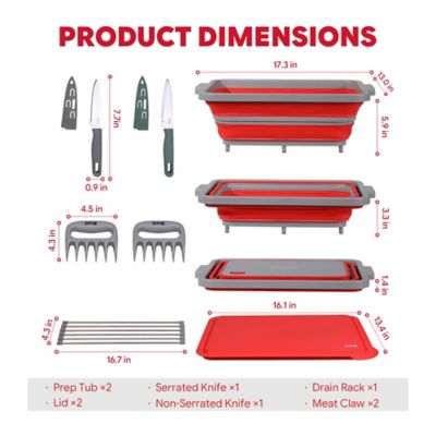 Image showing  9 in 1 Multifunctional Collapsible BBQ Prep Tub Grill Station Red Camping RV Kitchen