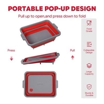 Image showing  9 in 1 Multifunctional Collapsible BBQ Prep Tub Grill Station Red Camping RV Kitchen