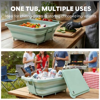Image showing  9 in 1 Multifunctional Collapsible BBQ Prep Tub Grill Station Green Camping RV Kitchen