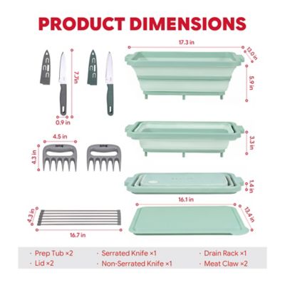 Image showing  9 in 1 Multifunctional Collapsible BBQ Prep Tub Grill Station Green Camping RV Kitchen