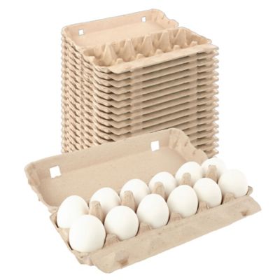 Hatching Time 25 pk. Natural Pulp, Flat Top Blank Egg Cartons for 12 Chicken Eggs